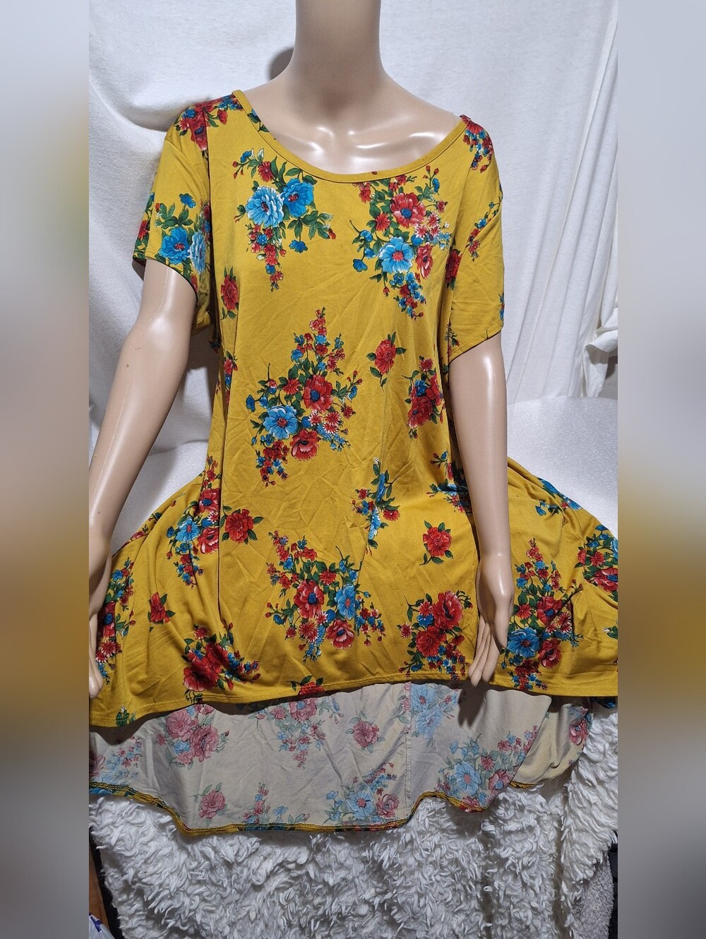 Mustard Yellow Floral Swing Dress